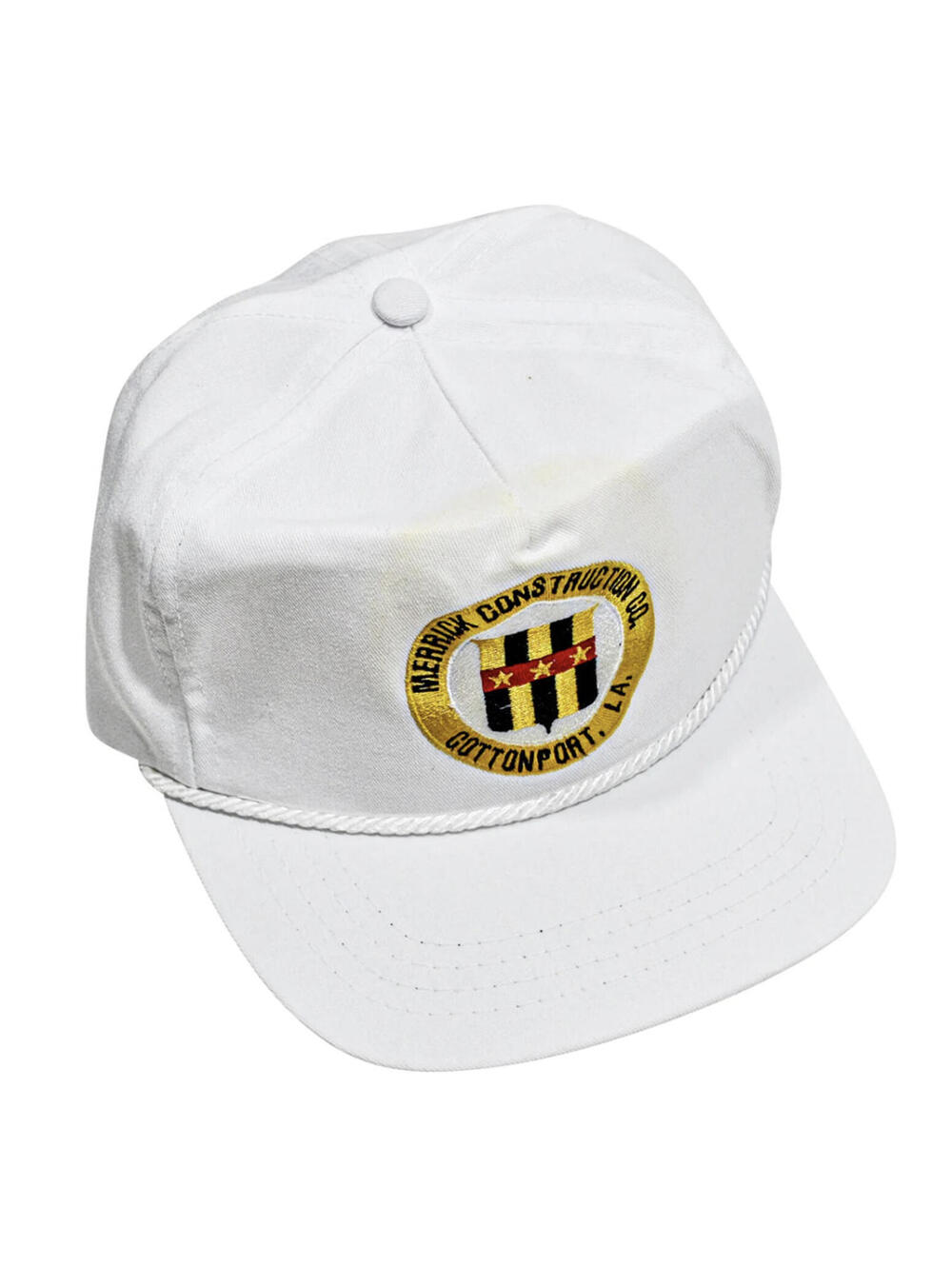 Vintage Merrick Construction Louisiana 90s White Leather Strap Hat